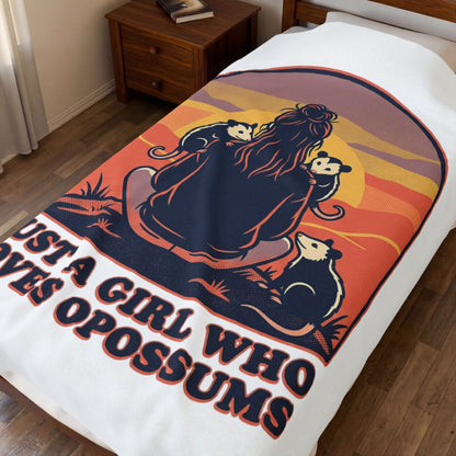 Just a Girl Who Loves Opossums Cozy Throw