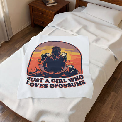 Just a Girl Who Loves Opossums Cozy Throw