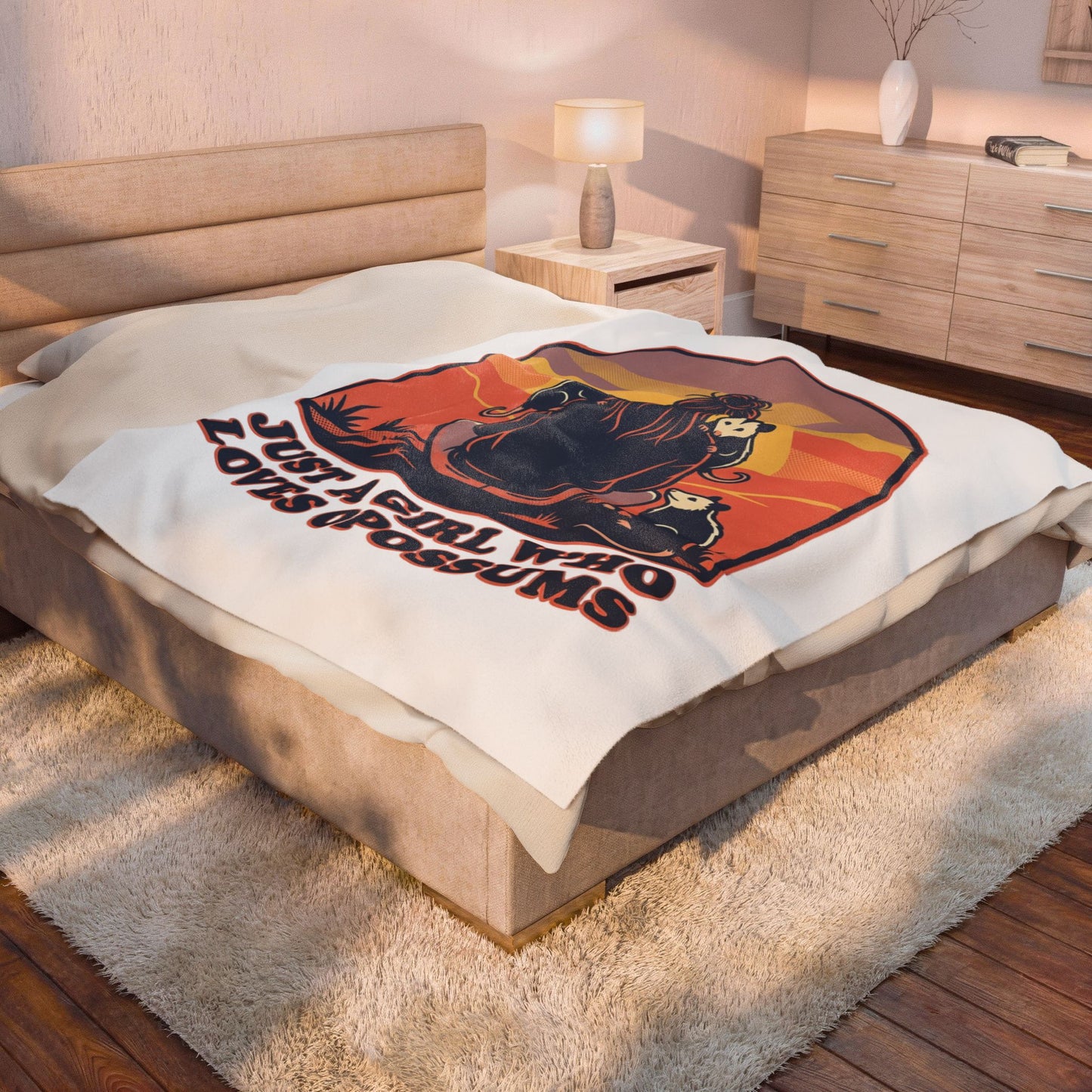 Just a Girl Who Loves Opossums Cozy Throw